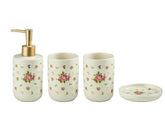 Kuber Industries Bathroom Accessories Set | Handwash Soap Dispenser | Water Cup | Soap Holder Dish for Bathroom | Toothbrush Holder for Bathroom | 4 Piece | ZX055WT | White